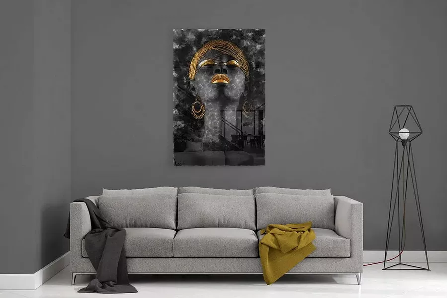 Peinture sur verre femme africaine