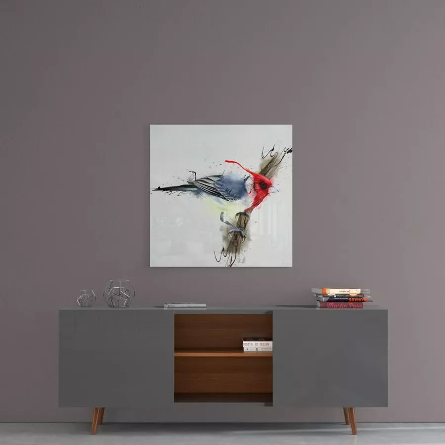 Peinture sur verre imprimée d'oiseau rouge