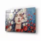 Peinture sur verre de femme et de fleurs