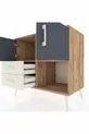 Commode Hyperion avec 2 étagères, 2 tiroirs, 2 portes, en pin anthracite/pierre de lune
