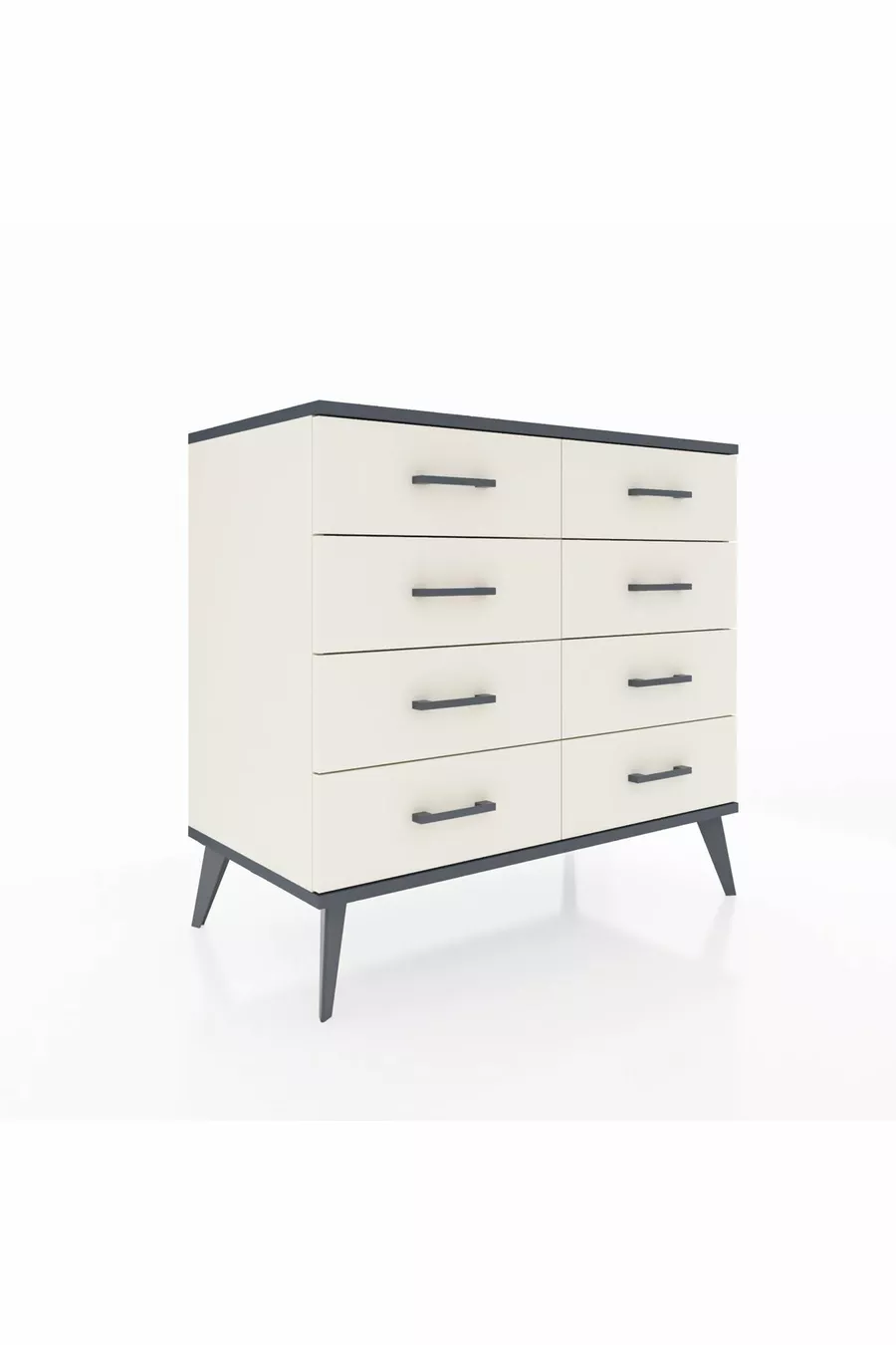 Commode Hyperion 8 tiroirs Pierre de lune-Anthracite/Pierre de lune
