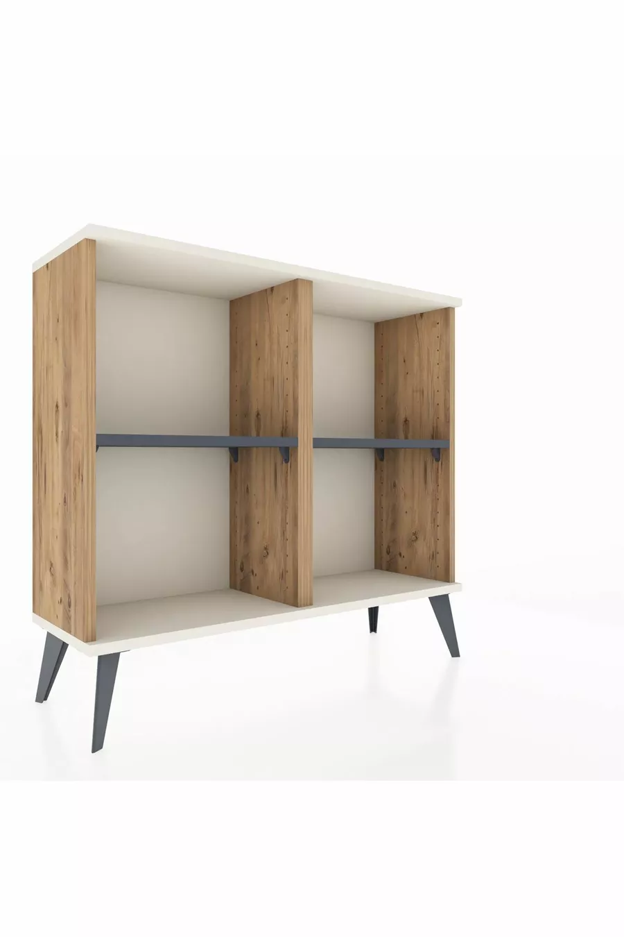 Commode Arges à 2 étagères Pin-Silex/Anthracite