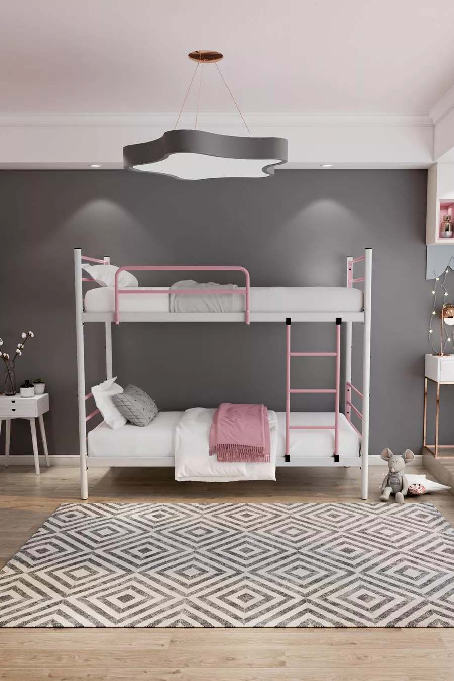 Trend Stapelbed Geschikt voor Matras Lichtroze Afneembaar Metalen Stapelbed