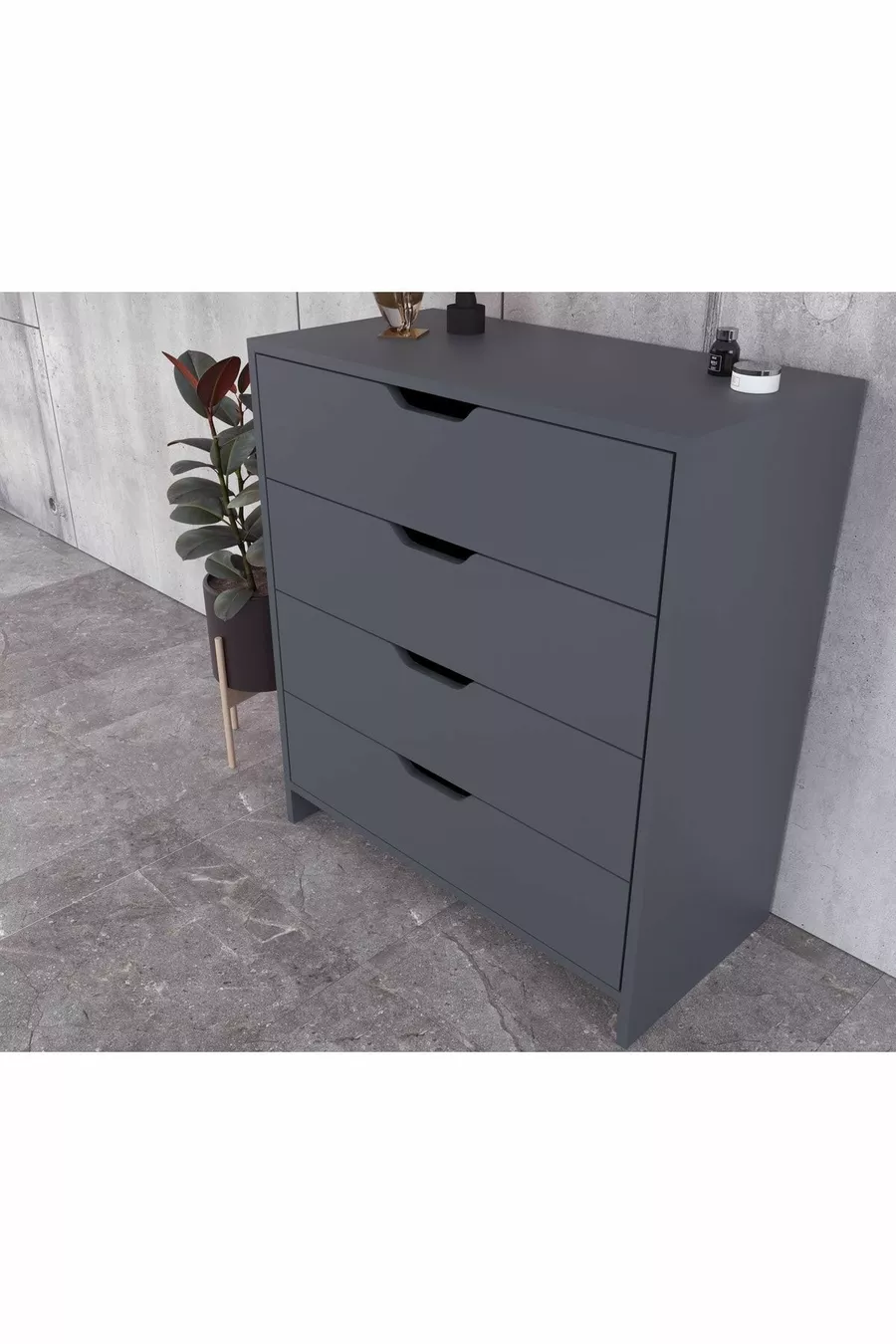 Commode Efes à 4 tiroirs Anthracite