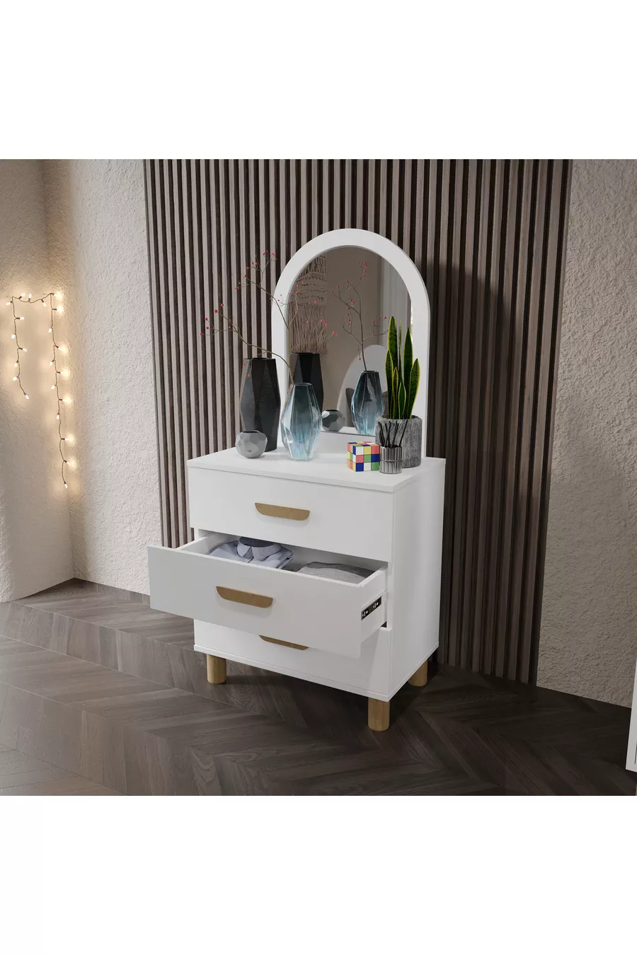 Commode Lucia Bohem à 3 tiroirs en MDF