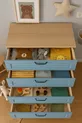 Commode bleue à tiroirs | Qualité MDF à 100 % | Portes avec revêtement REHAU | Pieds en bois
