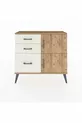 Commode Arges avec une seule étagère, 3 tiroirs et 2 portes, pin-pin / pierre de lune