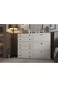 Commode blanche à trois portes et six tiroirs sans moulures