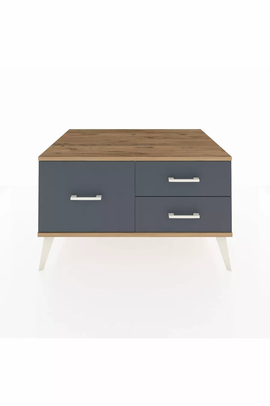 Commode Kronos 3 tiroirs Pierre de lune-Pin/Anthracite