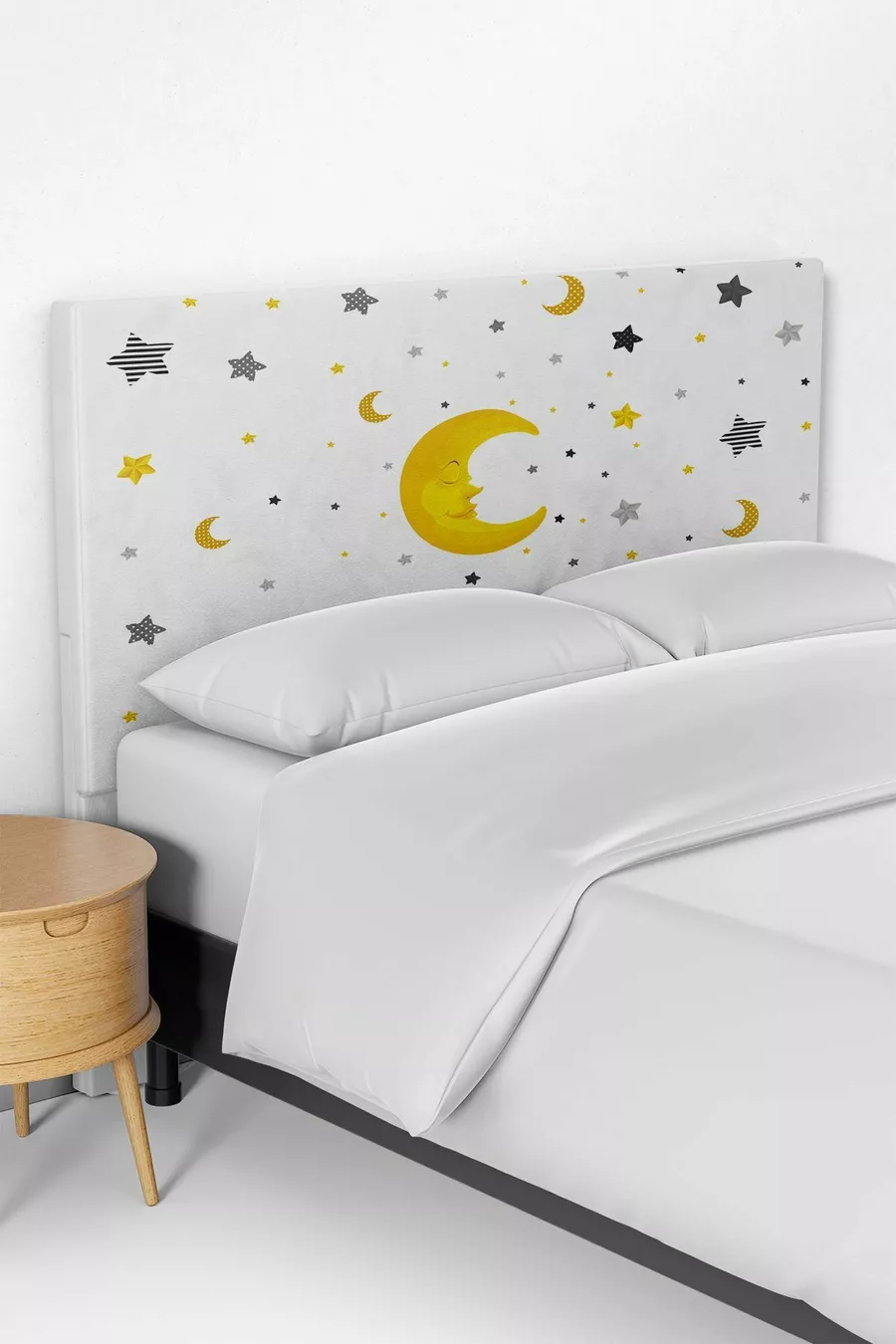 Housse de tête de lit pour lit enfant motif croissant et étoile