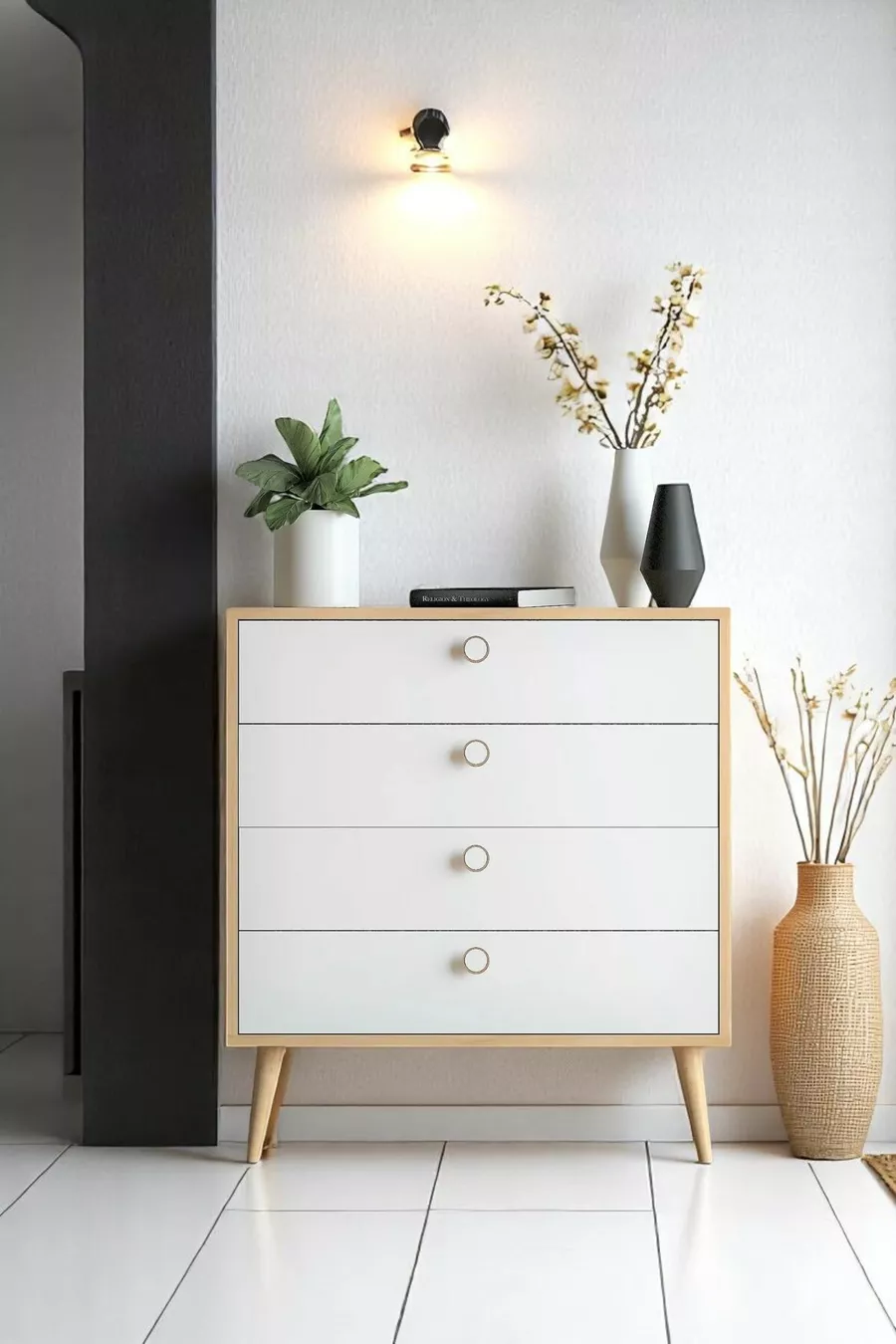 Commode Zen / Armoire polyvalente / Commode à tiroirs / Commode avec portes / Commode 4 tiroirs CM