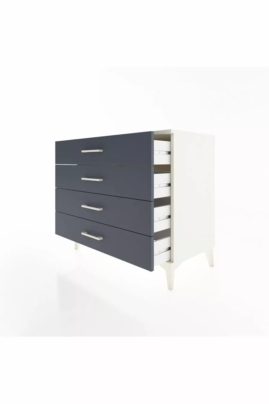 Commode Hyperion 4 tiroirs Pierre de lune-Anthracite