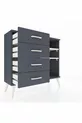 Commode Arges 2 étagères 4 tiroirs Anthracite- Pierre de lune/Anthracite