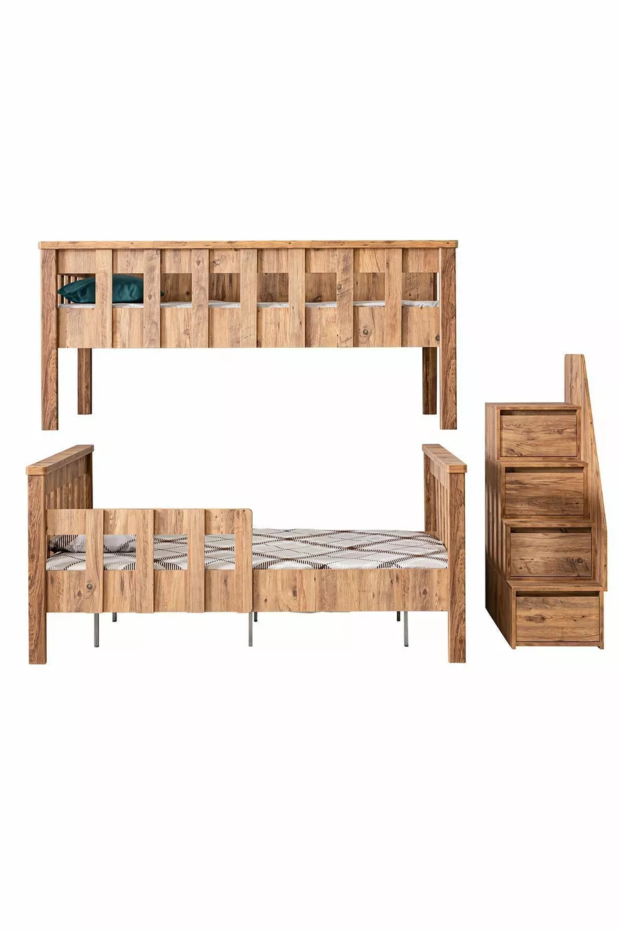 Mdf Profil Ranza, Deluxe Ayrılabilir Ranza - Ceviz + 2 Adet Comfort Yatak
