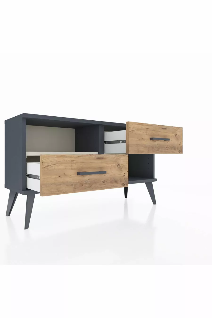 Commode Arges à une étagère et 2 tiroirs Anthracite-Pierre de lune/Merisi