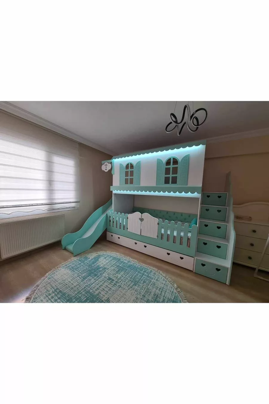 LUX ALAÇATI LIT SUPERPOSÉ AVEC TIRETTE ET LIT POUR ENFANT