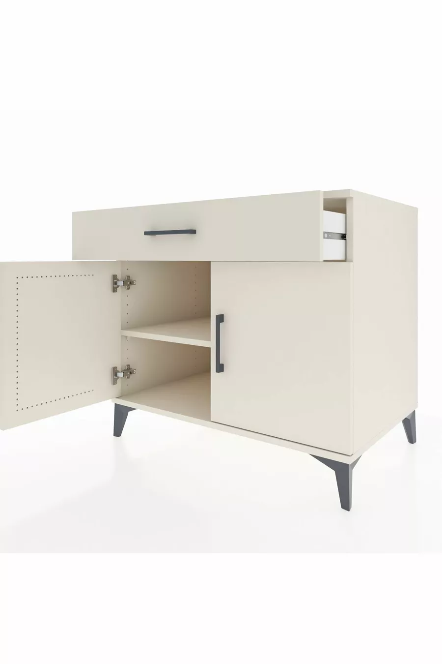 Kronos Commode avec une étagère, un tiroir et deux portes Pierre de lune-Pierres de lune