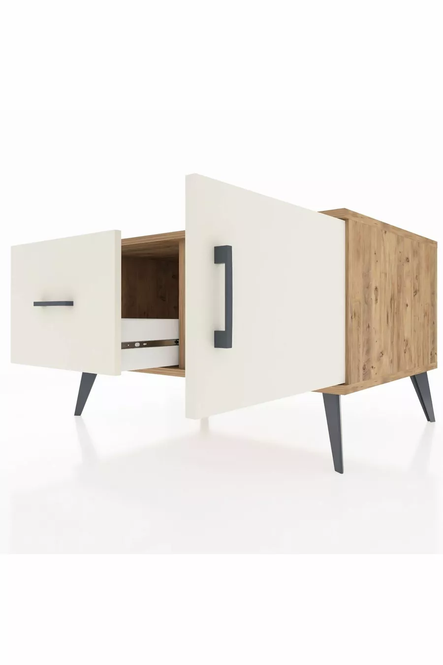 Commode Kronos à une étagère, un tiroir et une porte en pin-pierre d'onyx