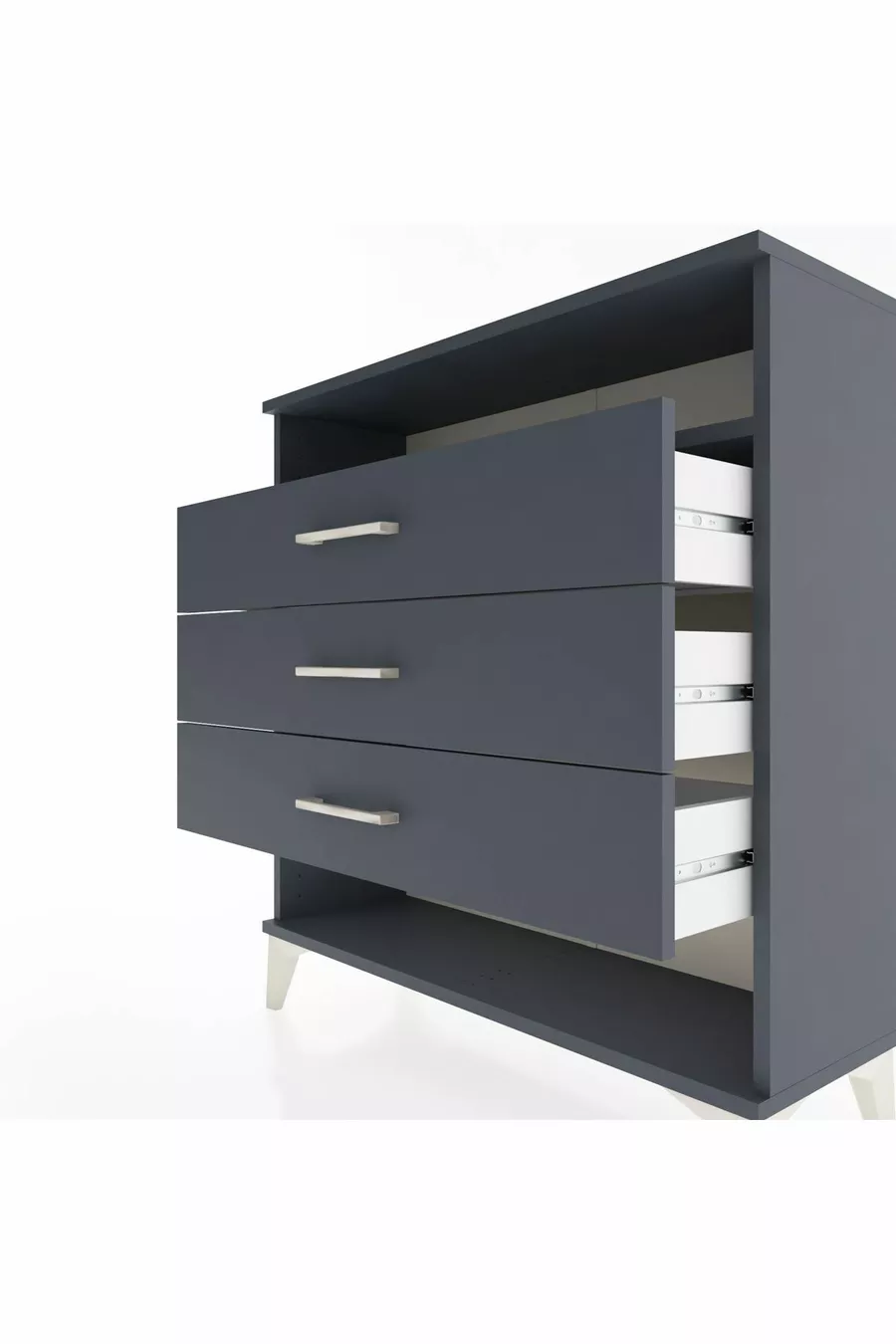 Commode Arges à une étagère et 3 tiroirs Anthracite-Anthracite