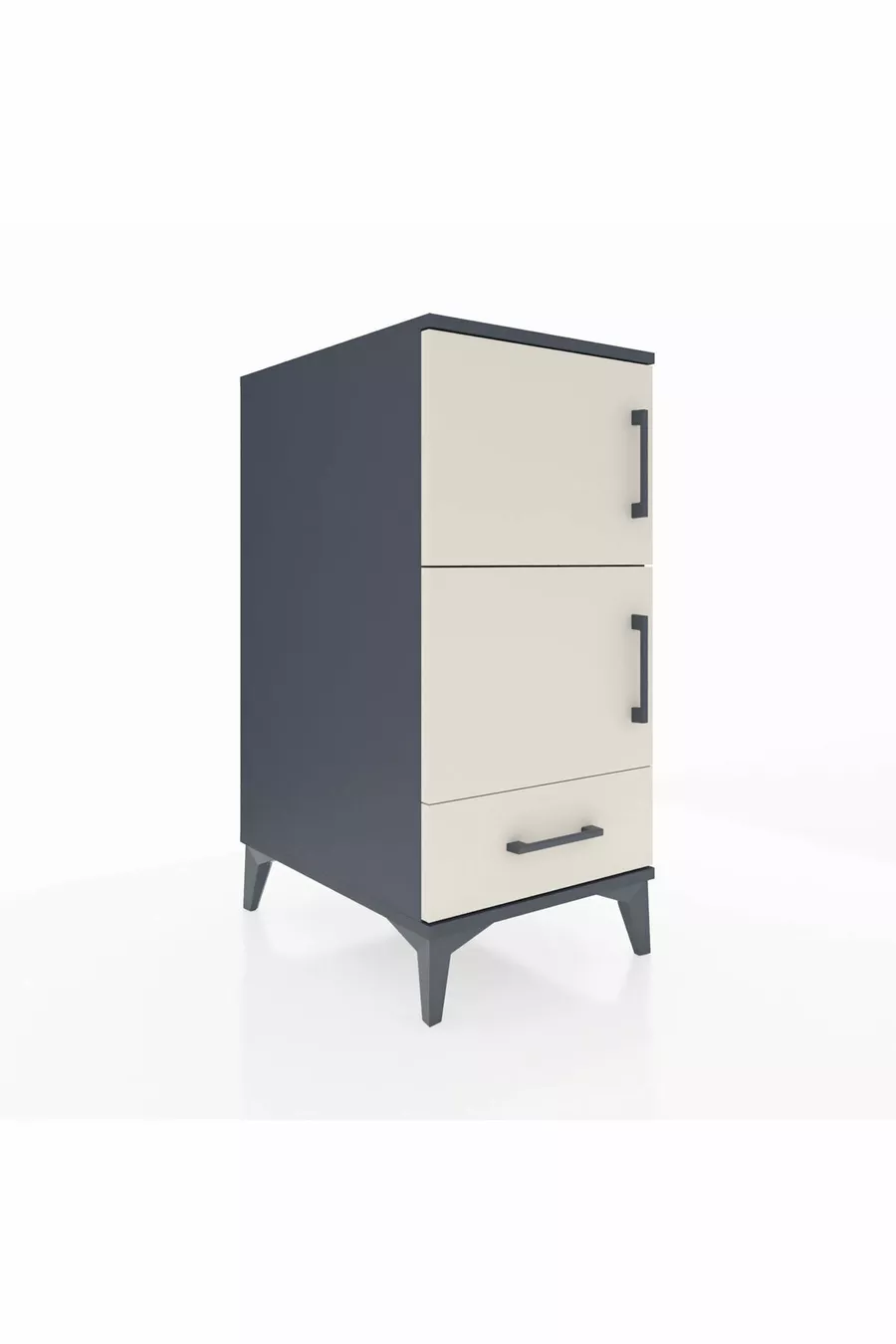 Kronos Chevet 4 étagères avec 1 tiroir et 1 porte Anthracite-Pierre de Lune