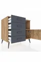 Kronos Dresser Single Shelf 4 Drawers Single Door Pine-Pine/Anthracite
