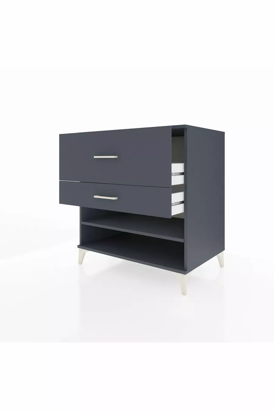 Commode Kronos à une étagère et 2 tiroirs Anthracite-Anthracite