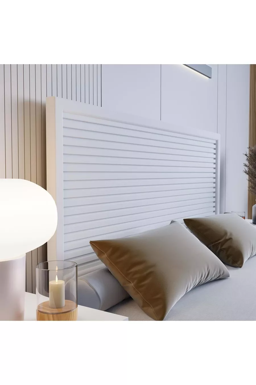 Alaz Model Beyaz Renk Ahşap Tek Başlık ( YTY )