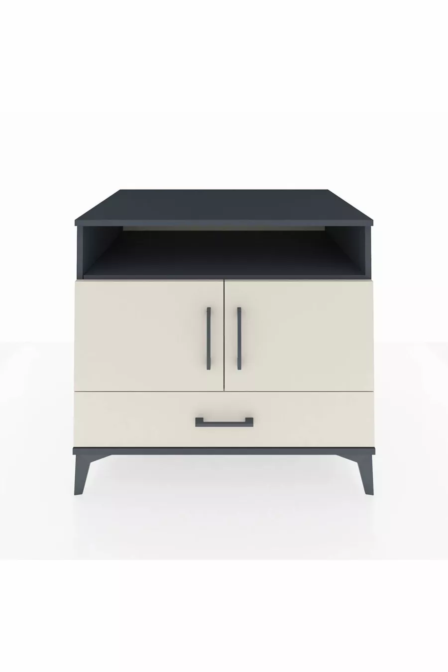 Commode Kronos avec 3 étagères, 1 tiroir et 2 portes, Anthracite-Pierre de lune