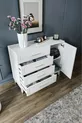 Panjurlu 4 Çekmeceli 1 Kapaklı Şifonyer Modern Tasarım, MDF Kapak, Beyaz Gümüş
