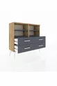 Commode Arges 4 étagères 4 tiroirs Pin-Anthracite
