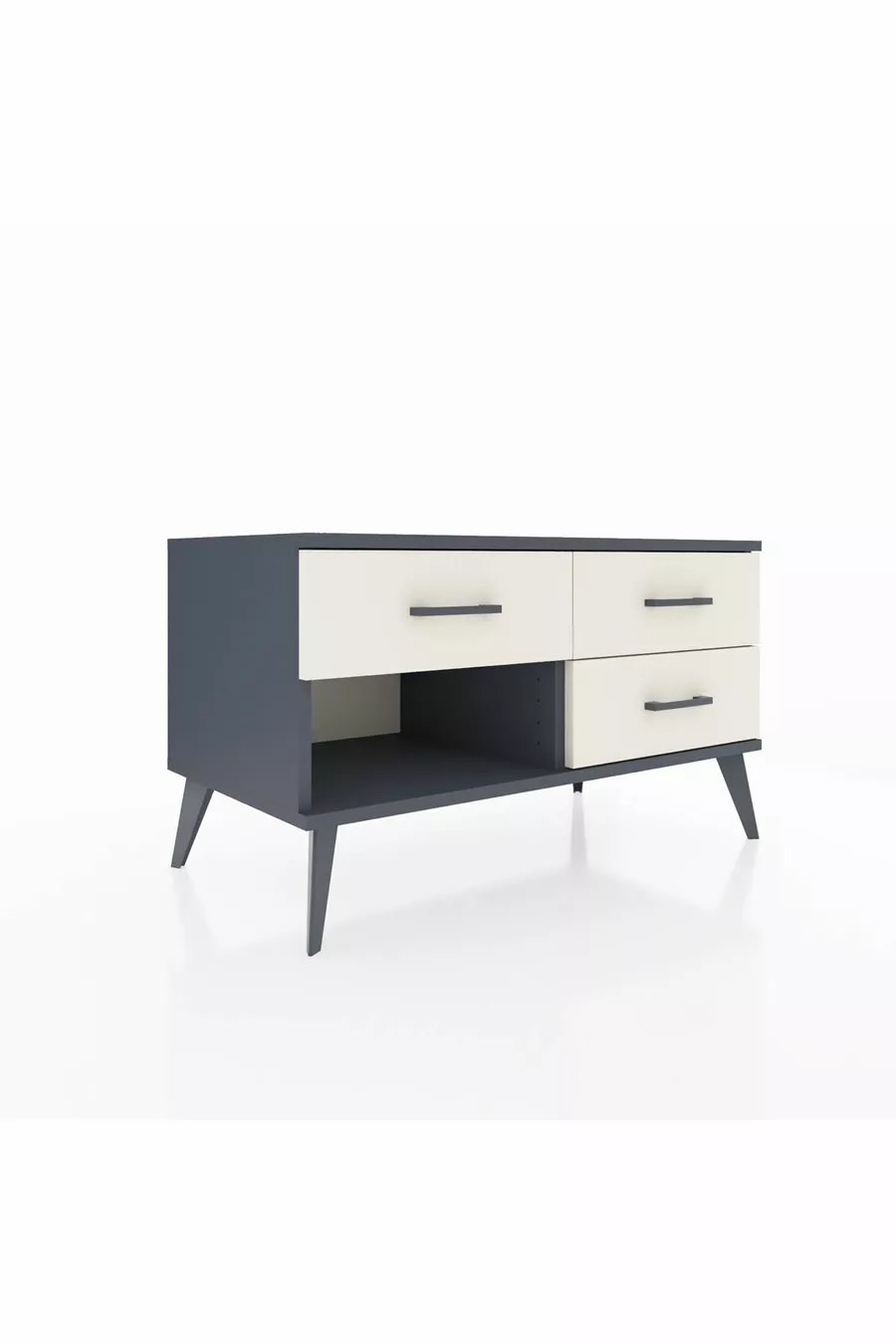 Commode Hyperion 3 tiroirs Anthracite-Anthracite/Pierre de lune