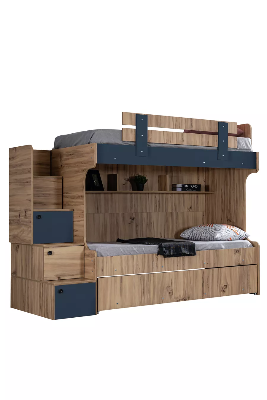 Lit superposé Ranza Riva avec lit d’appoint 2 matelas Comfort