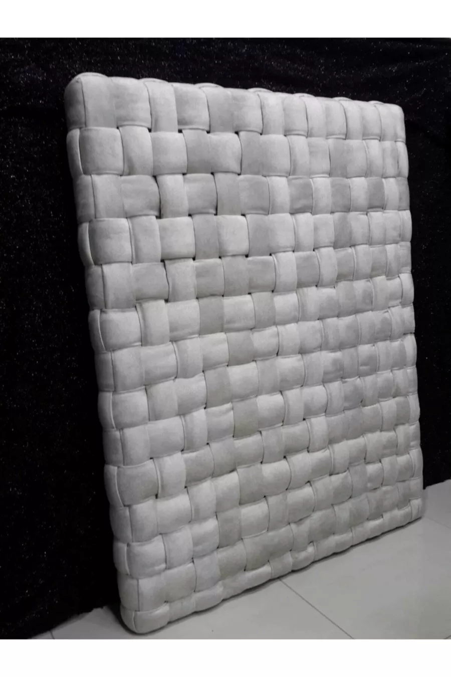 Tête de lit en tricot crème design pour une personne