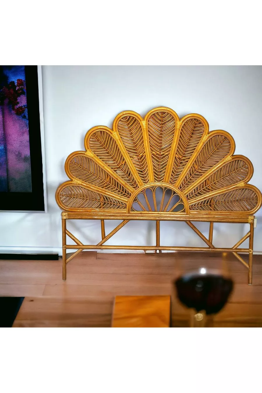 Double Bamboo Bed Headboard