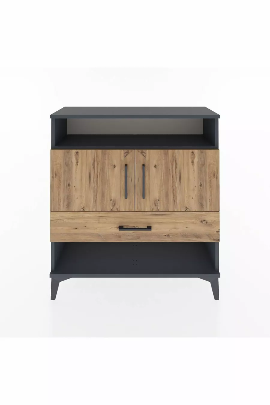 Commode Arges 3 étagères 1 tiroir 2 portes Anthracite-Épicéa