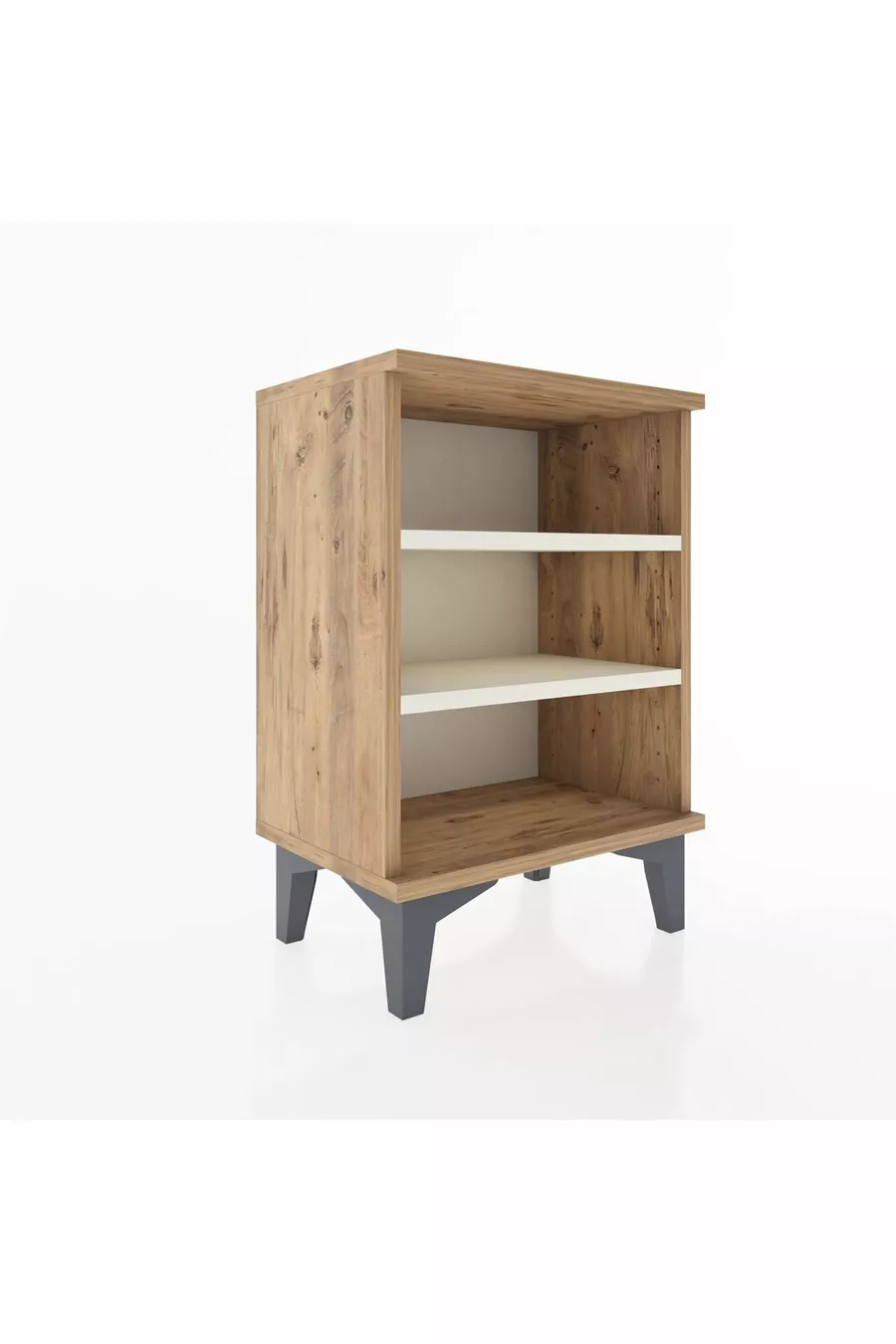 Arges Nachtkastje met 2 planken, dennen- en kalksteenkleur