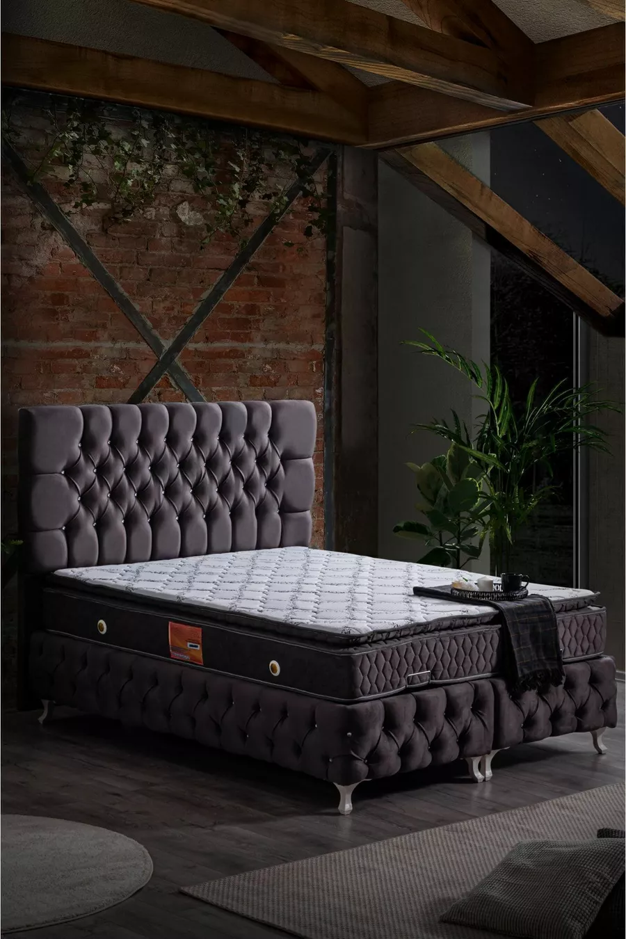 Ensemble de têtes de lit Roma, gris anthracite