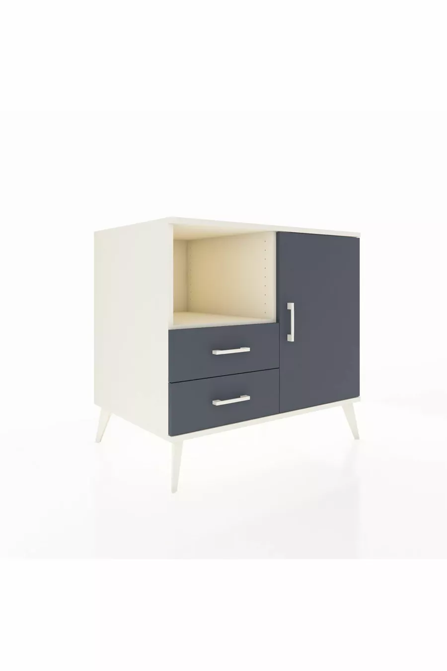 Kronos Dressoir met 2 Planken, 2 Lades en 1 Deur, Agaat-Antraciet