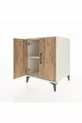 Kronos Table de chevet à une étagère et deux portes, Pierre de lune-Pin