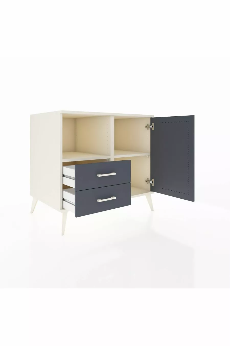 Kronos Dressoir met 2 Planken, 2 Lades en 1 Deur, Agaat-Antraciet