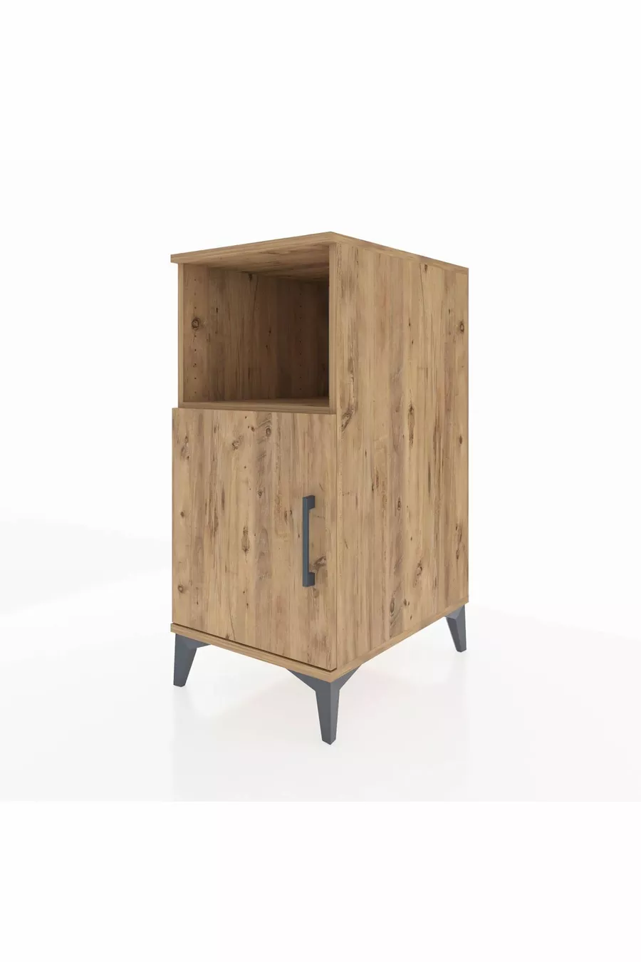 Kronos Nightstand with 2 Shelves and 1 Door Pine-Pine