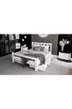 Lit double Arya compatible avec matelas, en MDF blanc avec tiroirs Maçy-1