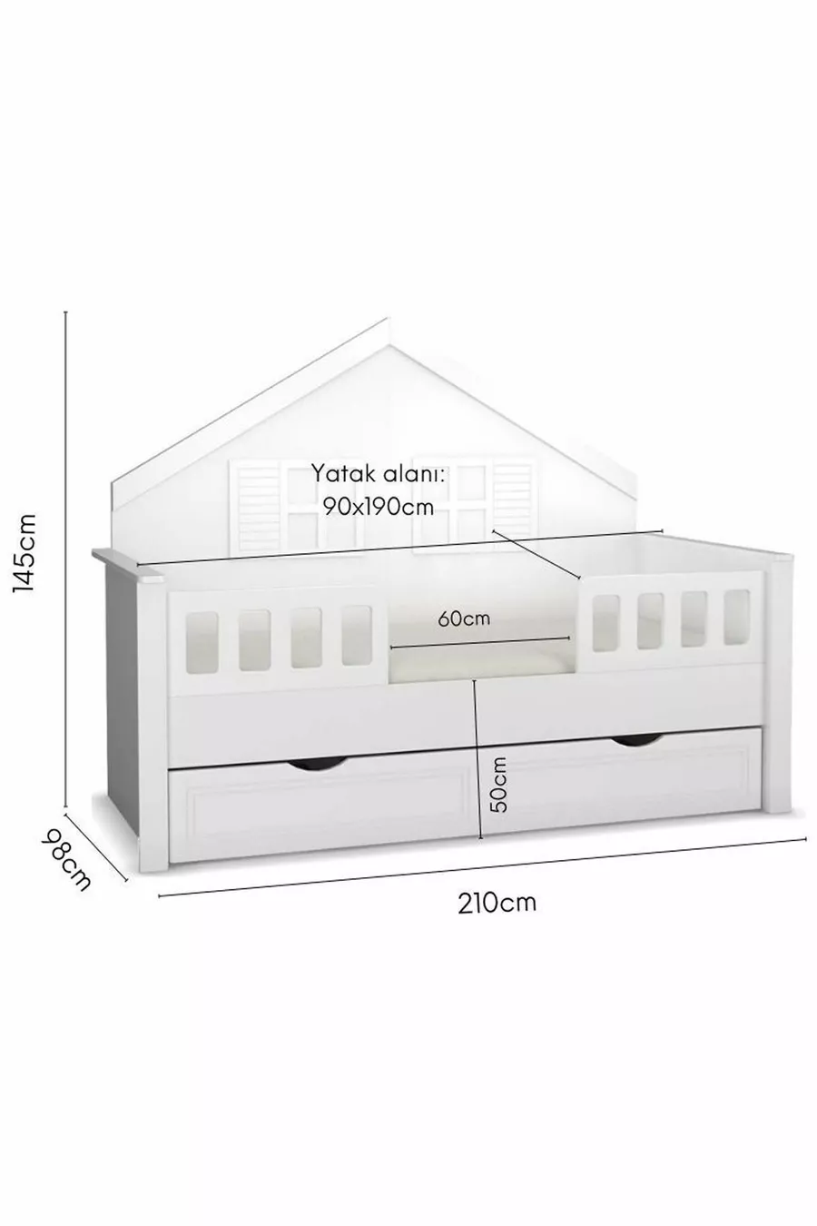 % MDF-Material Kinder-Montessori-Bett mit Nestchen, Weiß