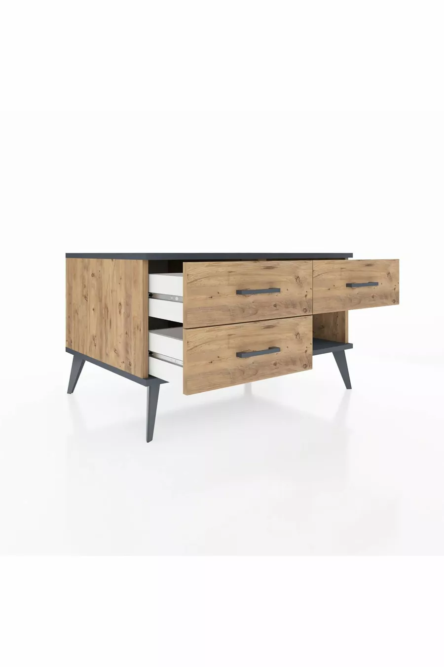 Commode Kronos 3 tiroirs Pin-Anthracite/Pin