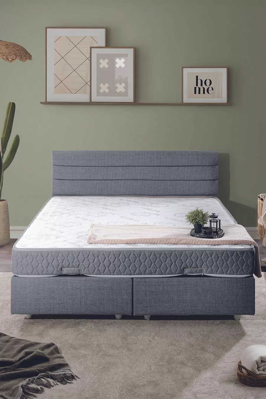 Sofia Set Letto Matrimoniale con Testiera Grigio