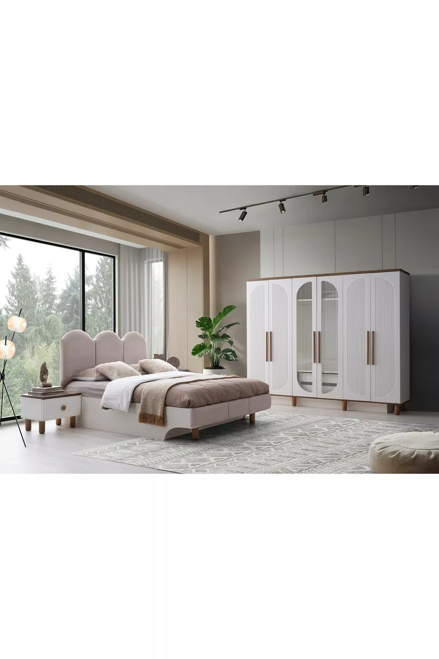 ENSEMBLE DE CHAMBRE À COUCHER ŞEHZADE EN MDF AVEC LIT