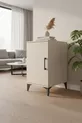 Table de chevet Aura avec 2 étagères et une porte en pierre de lune | Élégante et pratique