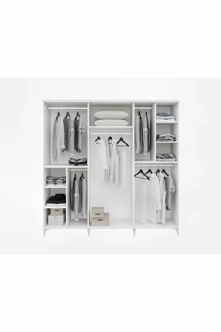 Ensemble de chambre à coucher complet en MDF Sport avec 6 portes, anthracite-blanc, incluant le sommier