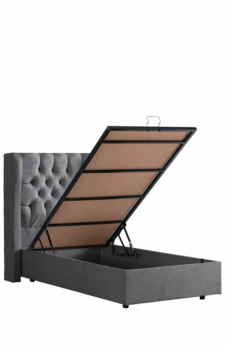 Riga Double Set, Single Bed Base and Headboard Set, Grey