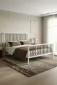 Lit double en métal forgé Breeze (BLANC-MARRON) (Avec lattes en bois)